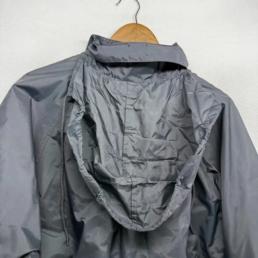 Vintage Adidas Windbreaker jacket men's Medium Gray Full Zip Track Hooded 90s